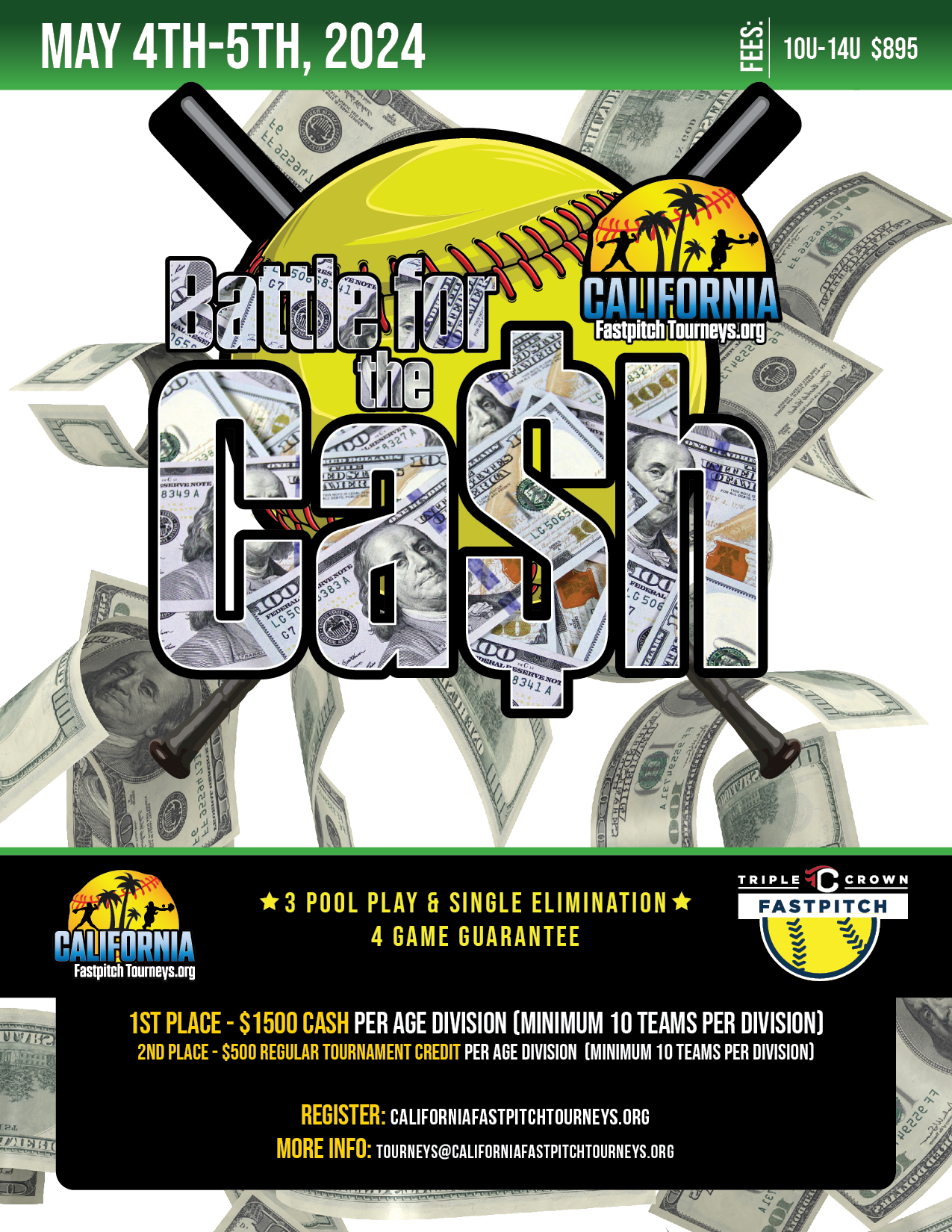 Battle 4 Cash May 45 2024 California Fastpitch Tourneys